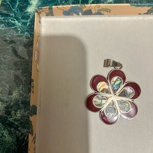 Red and Silver Floral Pendant